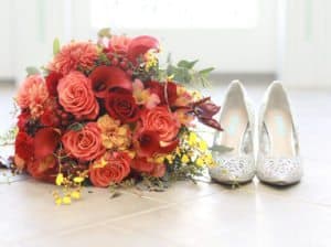 Wedding flowers and wedding shoes