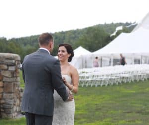 First look with bride and groom 