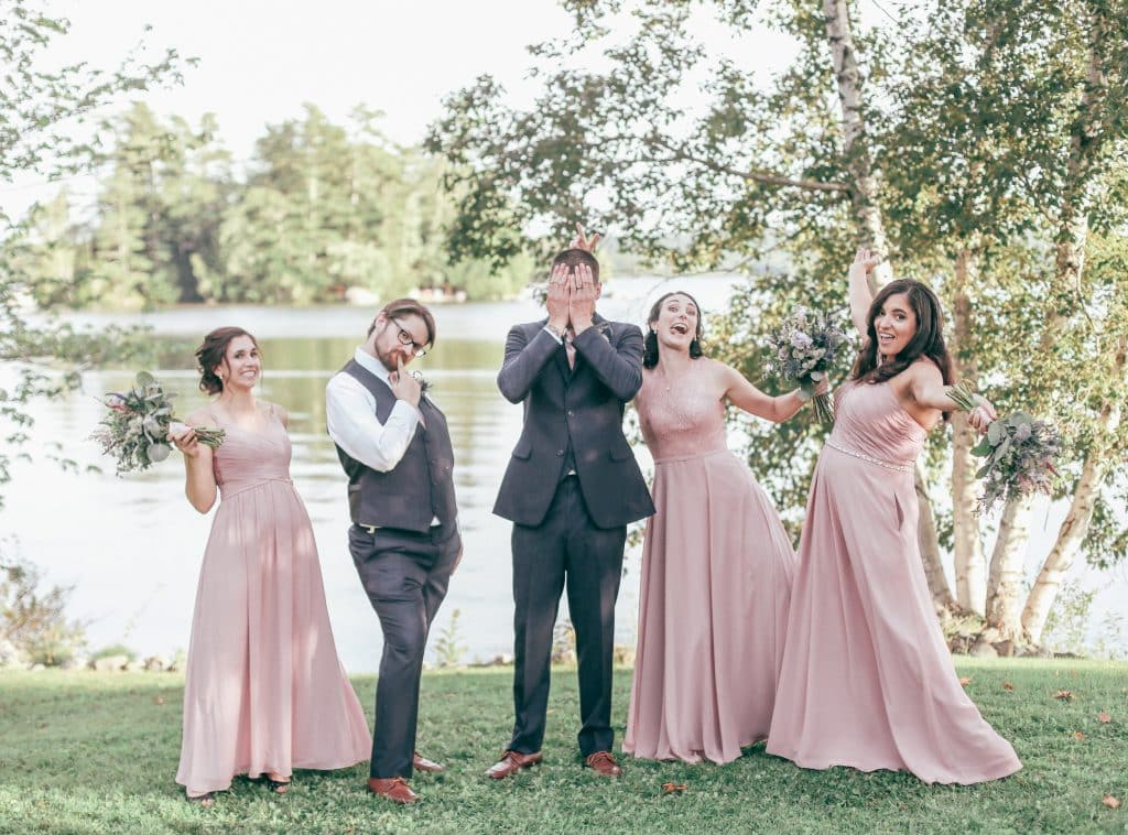 bridal party funny looking at the camera