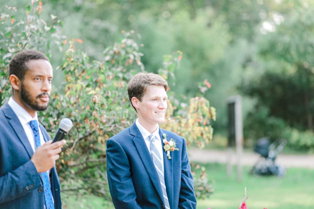 Groom at the alter waiting for his bride