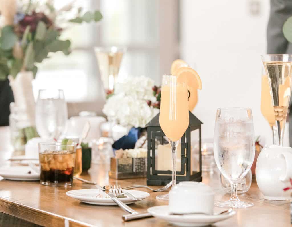 wedding table decorations at the Cliff House 