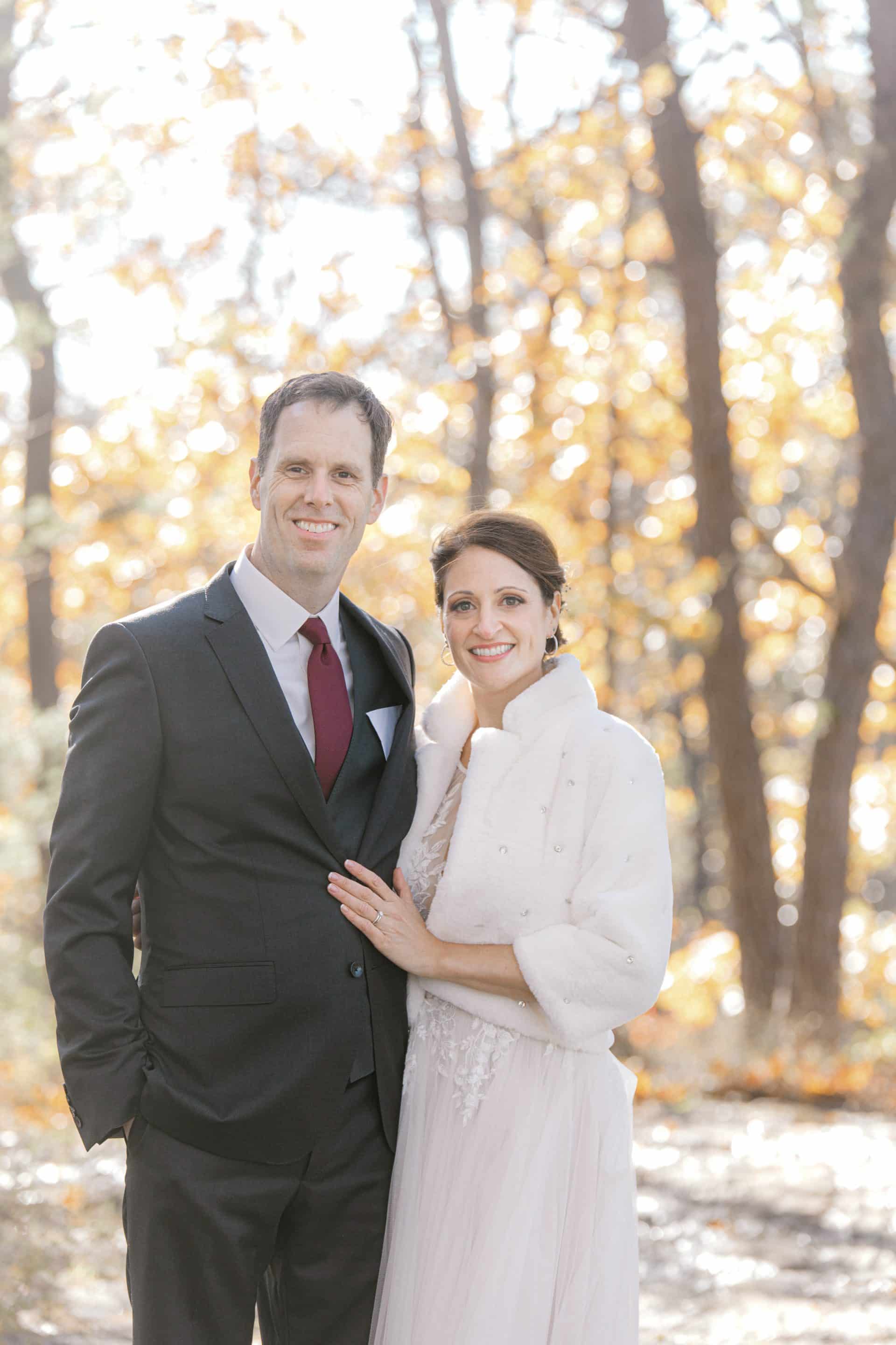 Bride and groom portrait near Bangor Maine