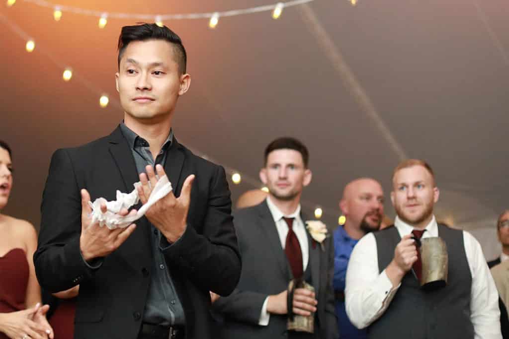 caught the garter at maine wedding