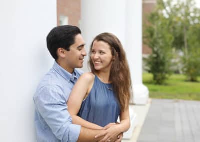 couple getting engagement photos in maine