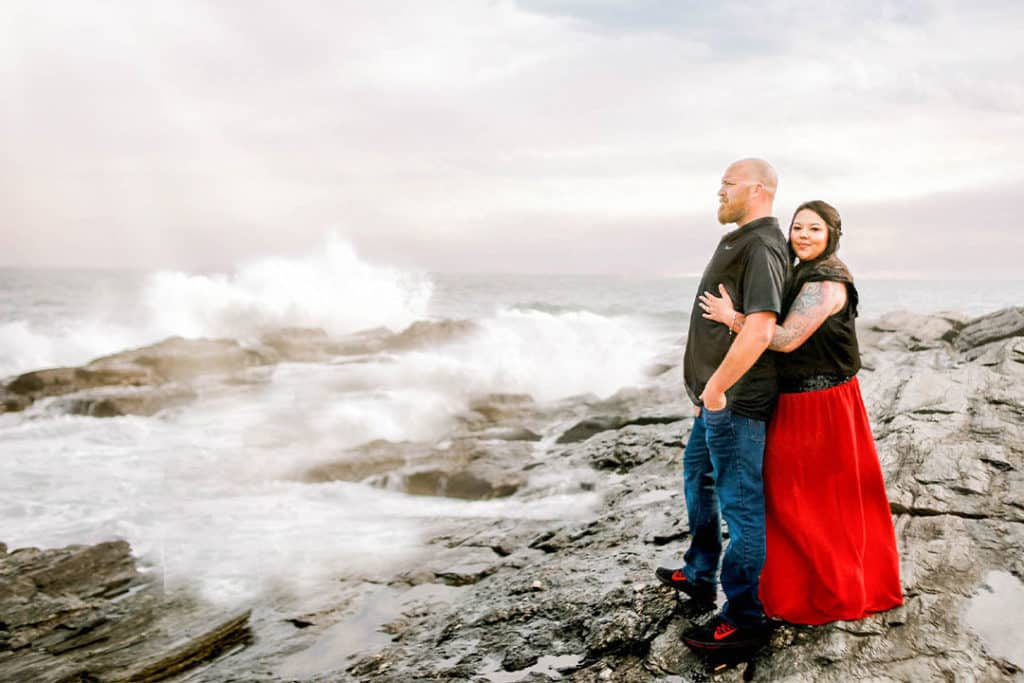 engagement session on maine coast