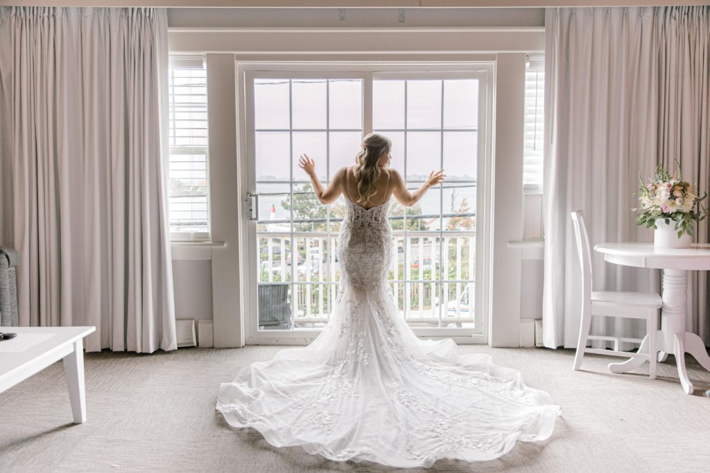 Bride at the Inn on Peaks Island, Portland, Maine