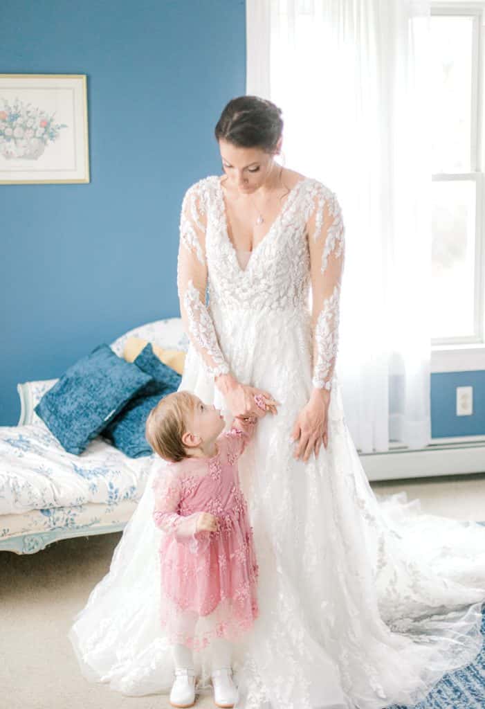 mother and daughter on wedding day at Coolidge Family Farm