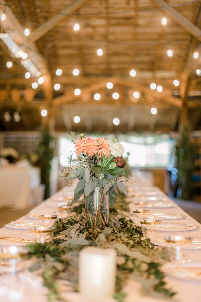 catering centerpiece at a maine wedding