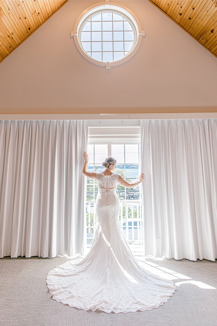 Bride preparing for an elopement in maine