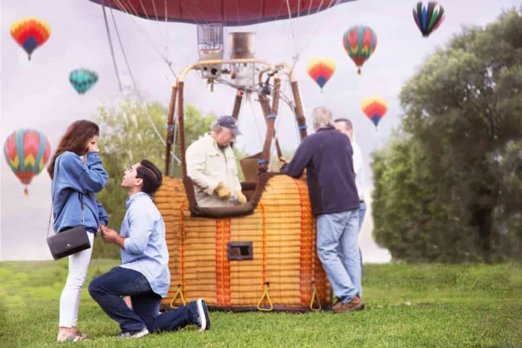 surprise hot air balloon proposal