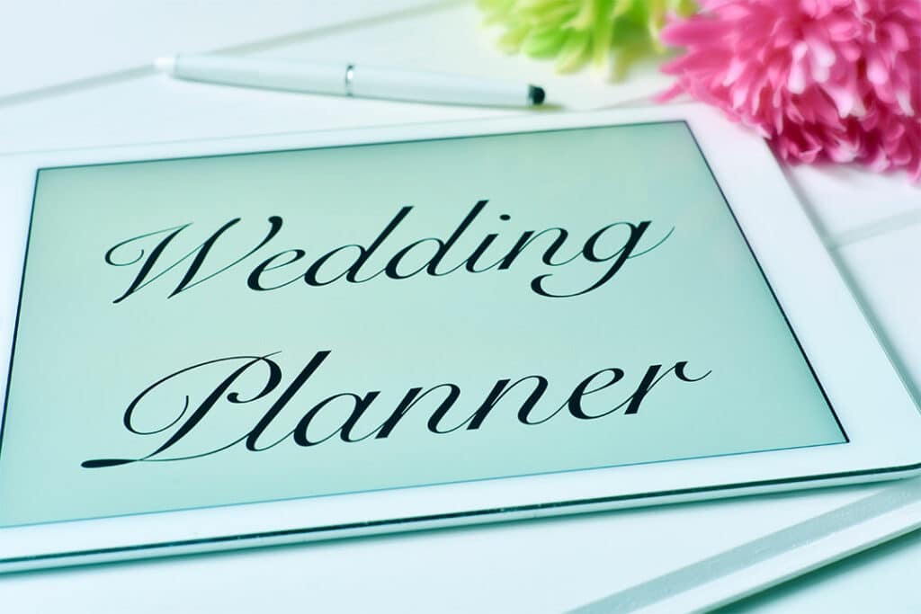 wedding planner app on table