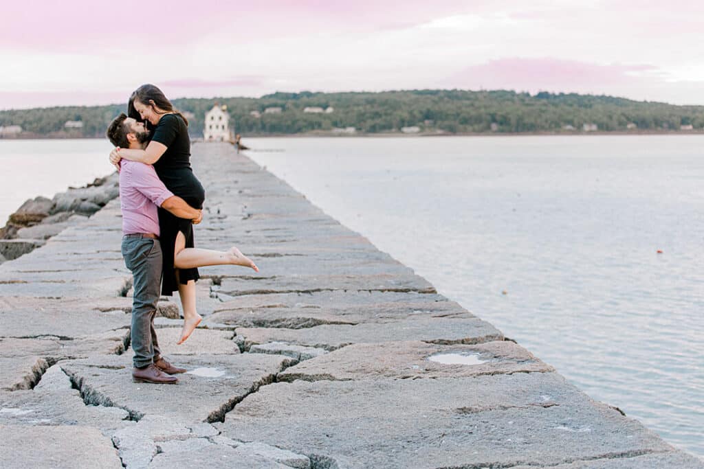 newly engaged couple in rockland maine