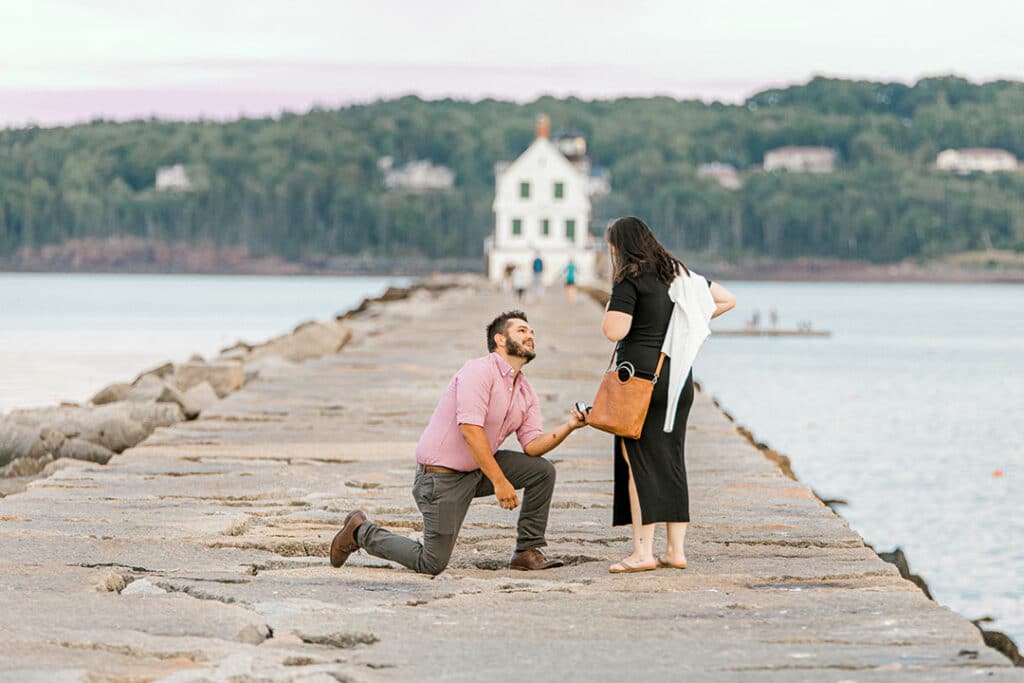 surprise destination proposal on the rockland breakwater