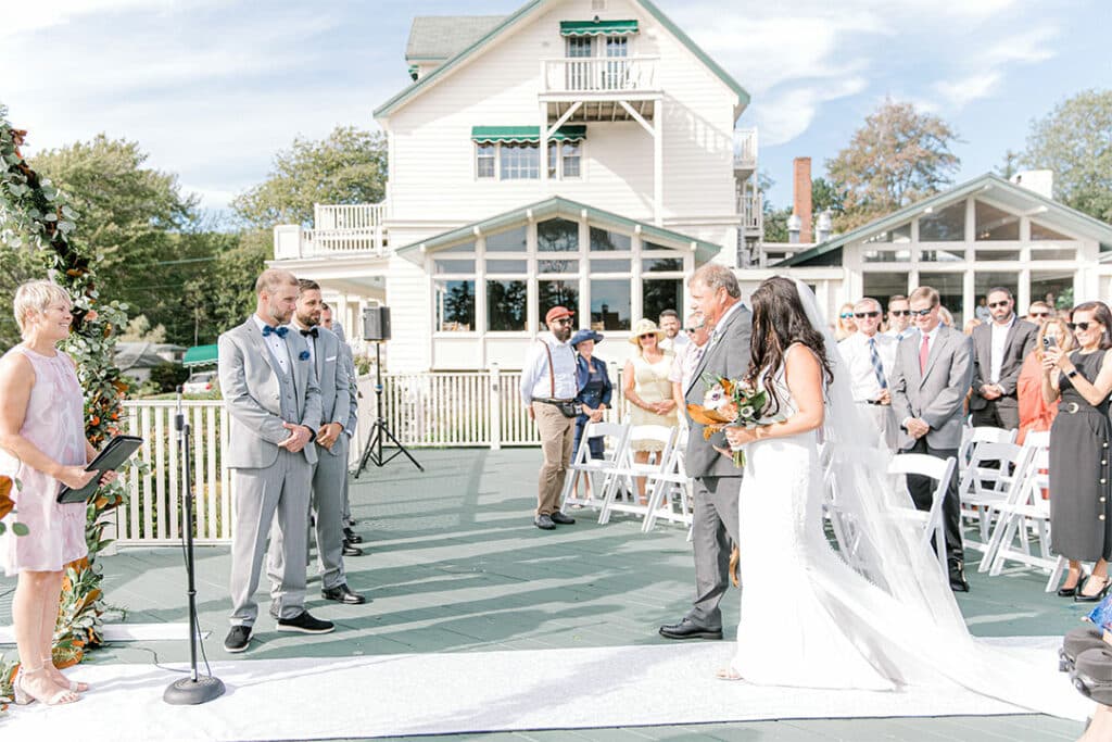 Spruce Point Inn Bride Walking Down Aisle